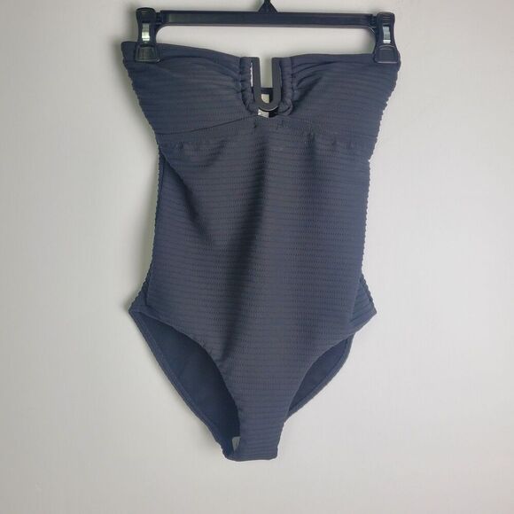 Sea Level Swim Navy Blue Strapless Textured One Piece Swimsuit Size 4 - Picture 2 of 9